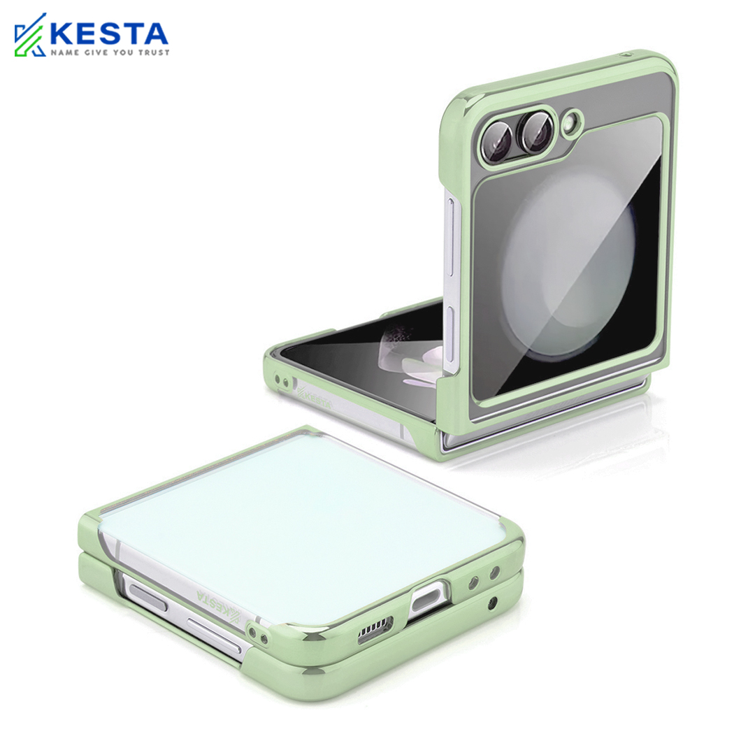 Samsung Z Flip 5 Cover - Noble Leisurely Green Transparent Case (Drop Protecton)